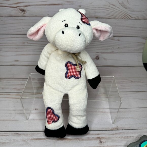 Baby Ganz Rodeo Friends Cow 10" Plush Animal Gingham Patches Black Hooves - Picture 1 of 7